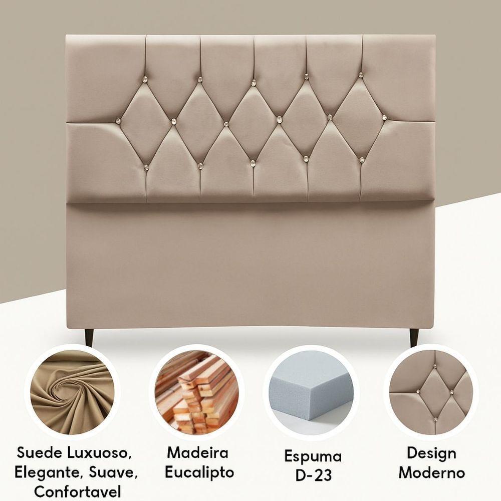 Cabeceira Para Cama Casal 140 Cm Analu Com Frame Suede Rose - 4