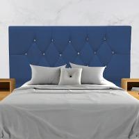 Cabeceira Para Cama Casal 140 Cm Analu Com Frame Suede Azul Marinho - 1