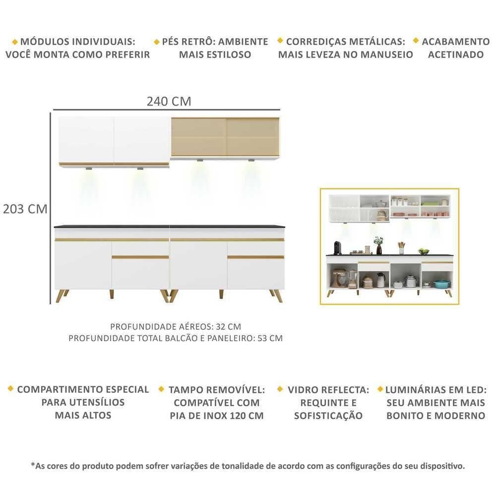Cozinha Compacta 4 Peças Com Leds Veneza Up Multimóveis - 3