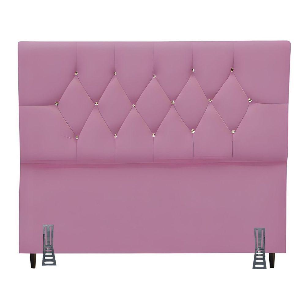 Cabeceira Para Cama Box King 195 Cm Celina Com Frame Suede Rosa - 1