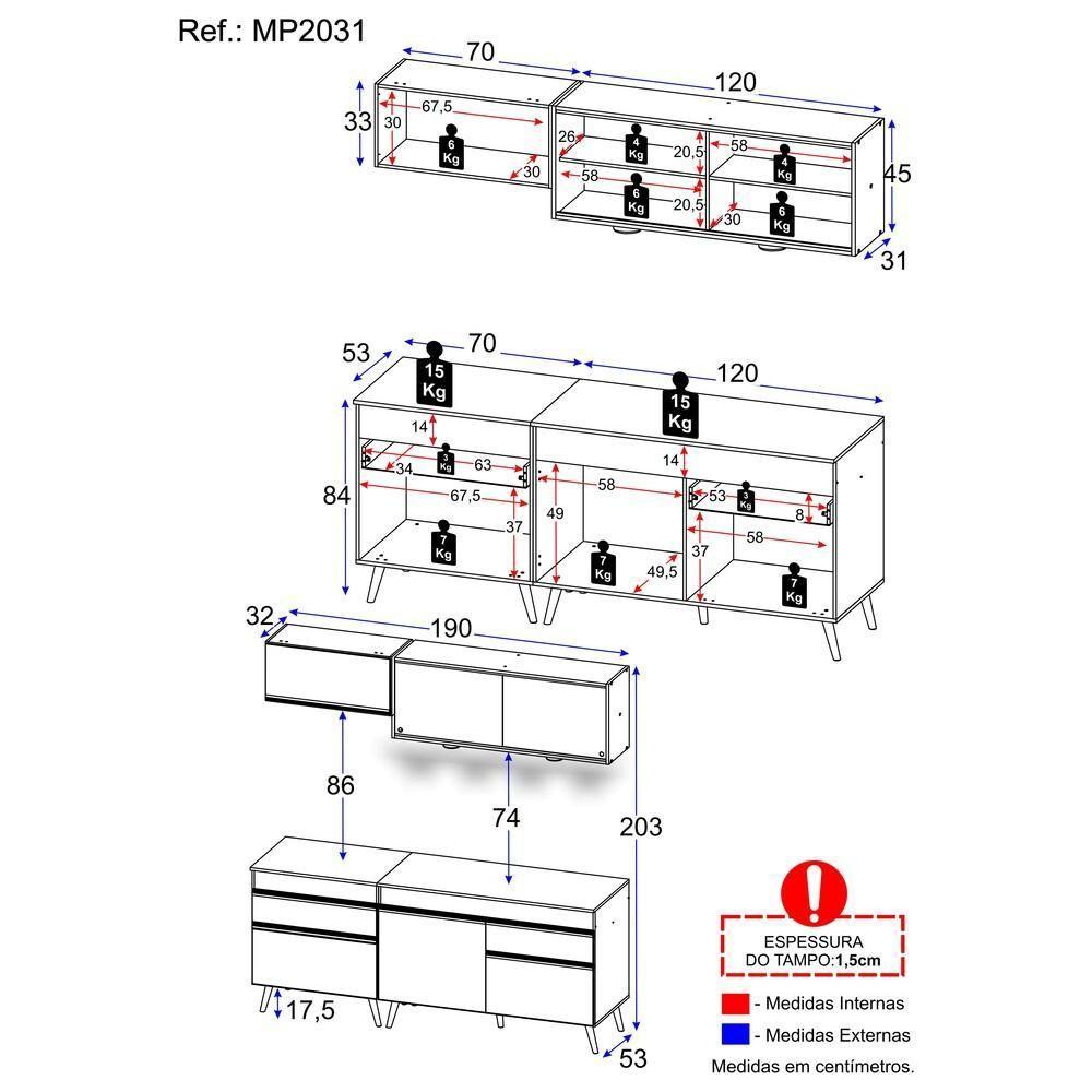 Cozinha Compacta 4 Peças Com Leds Veneza Up Multimóveis - 2