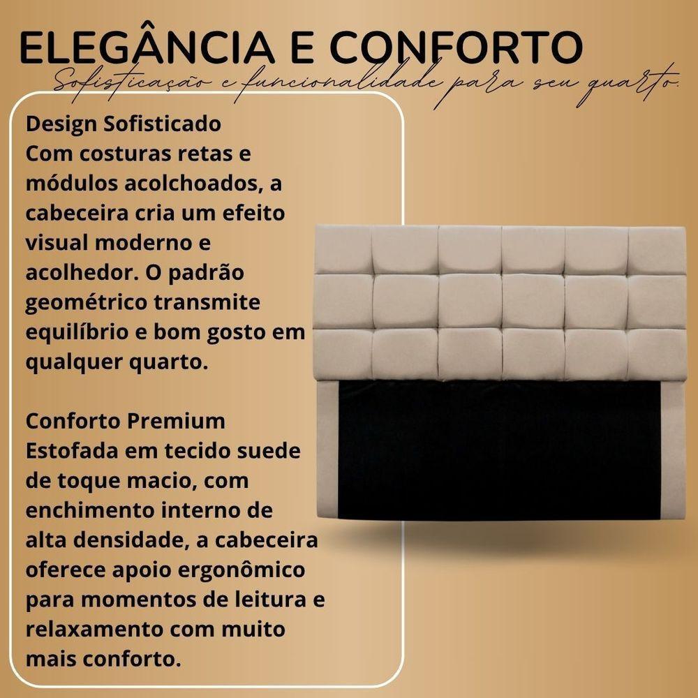 Cabeceira Cama Box Solteiro 90 Cm Naiara Em Suede Com Frame Bege - 5