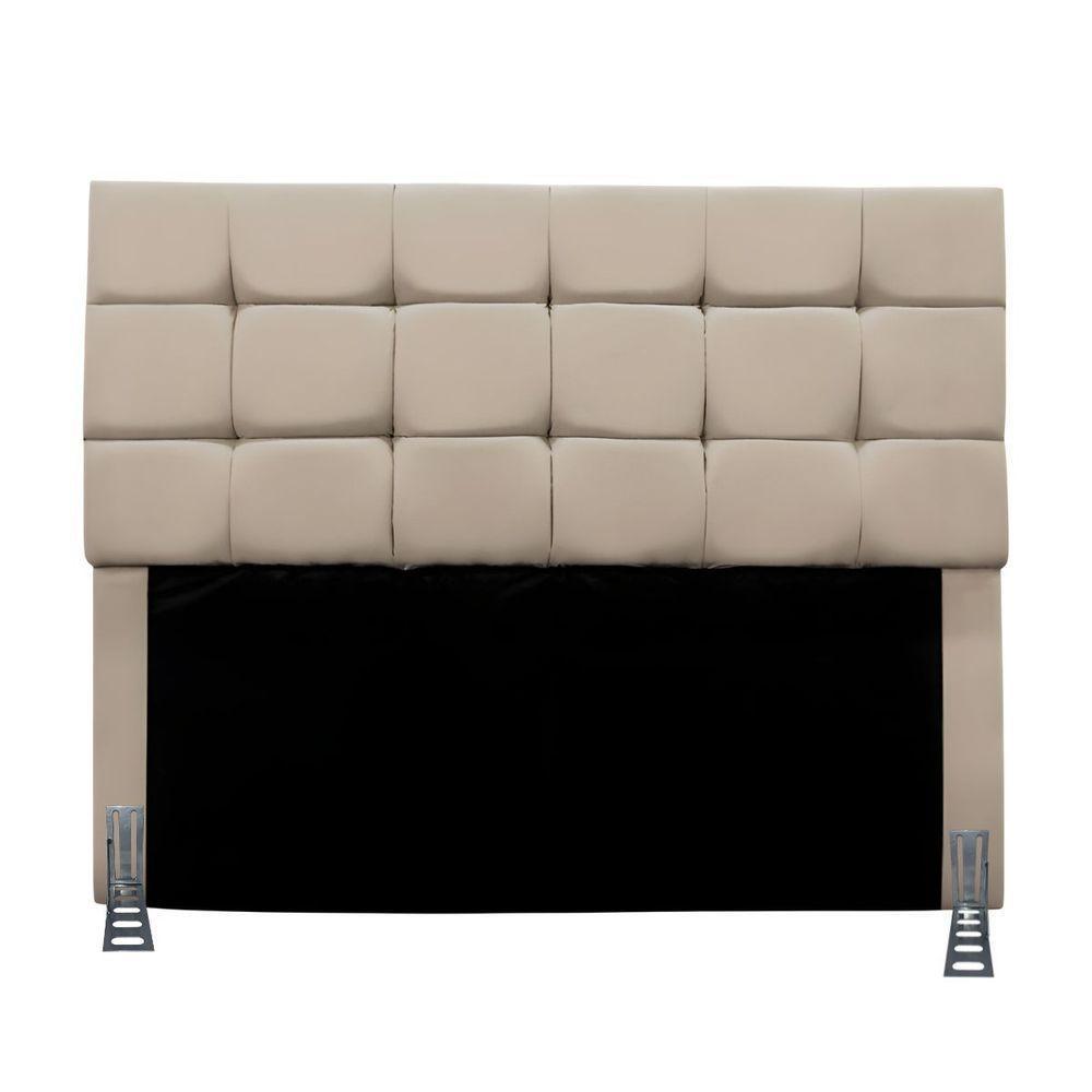 Cabeceira Casal 140 Cm Estofada Larissa Em Suede Com Frame Bege - 1