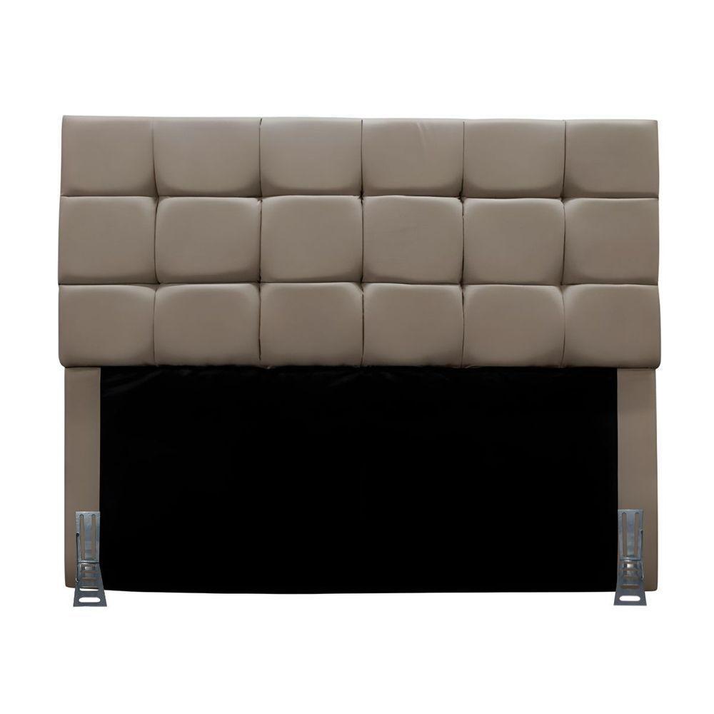 Cabeceira Solteiro 90 Cm Estofada Larissa Em Suede Com Frame Bege Escuro - 1