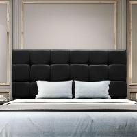 Cabeceira Cama De Casal 140 Cm Naiara Em Suede Com Frame Preto - 1