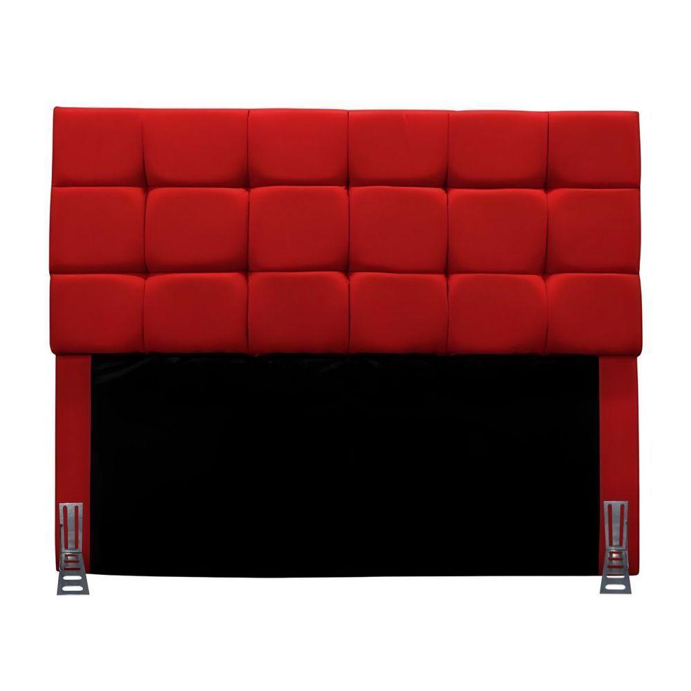 Cabeceira Cama Box Solteiro 90 Cm Naiara Em Suede Com Frame Vermelho - 2
