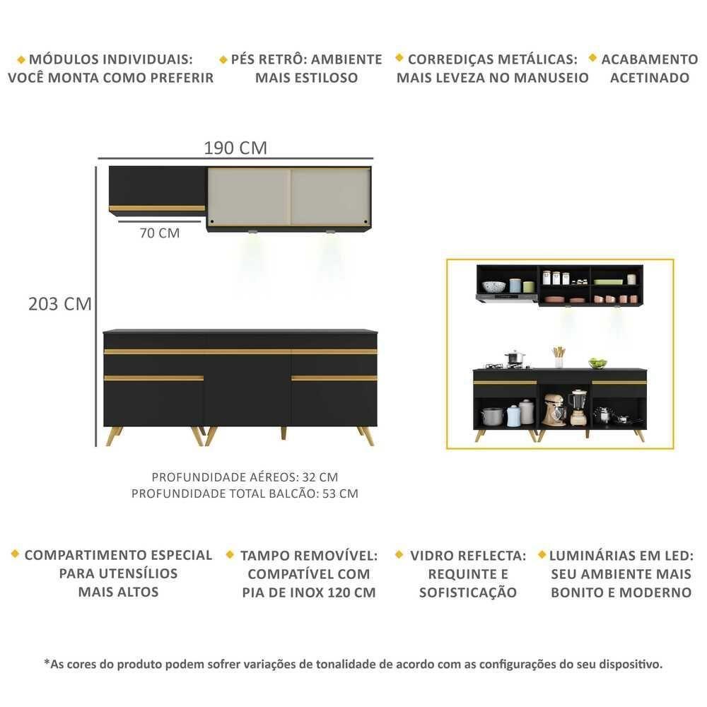 Cozinha Compacta 4 Peças Com Leds Veneza Up Multimóveis - 6