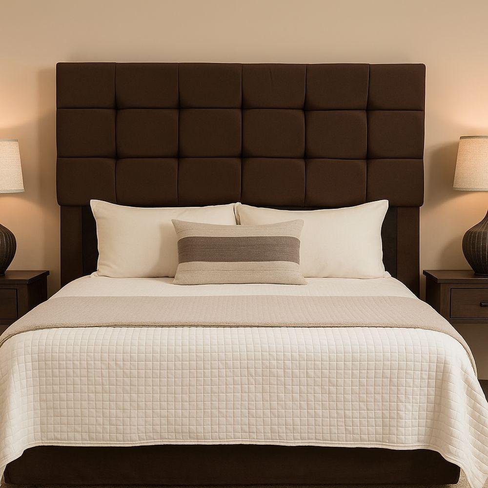 Cabeceira Cama De Queen 160 Cm Naiara Em Suede Com Frame Marrom - 1