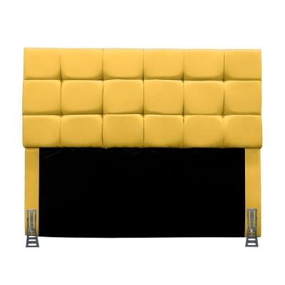 Cabeceira Solteiro 90 Cm Estofada Larissa Em Suede Com Frame Amarelo