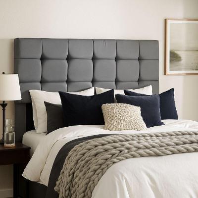 Cabeceira King 195 Cm Estofada Naiara Em Suede Com Frame Cinza