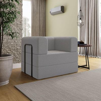 Poltrona Decorativa Amora Modular Sala Linho Para Sala linho Cinza