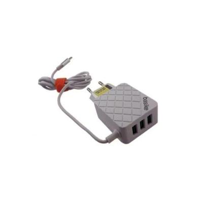 Carregador Rápido De Alta Velocidade Completo Com Cabo Fixo V8 3.1a E 02 Portas Usb