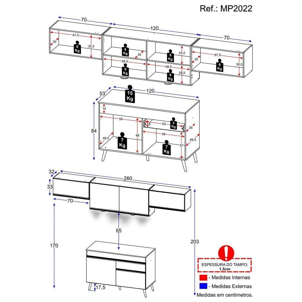 Cozinha Compacta 4 Peças Com Leds Veneza Up Multimóveis - 5
