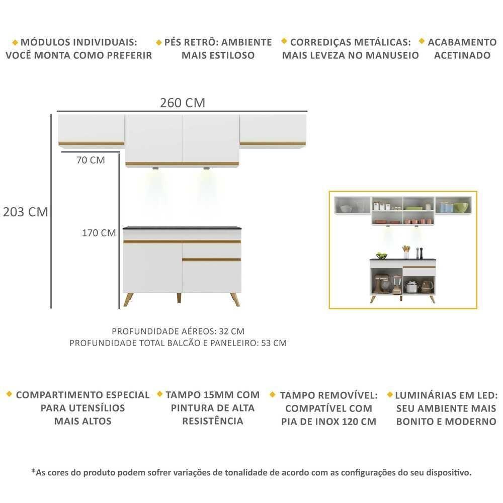 Cozinha Compacta 4 Peças Com Leds Veneza Up Multimóveis - 6
