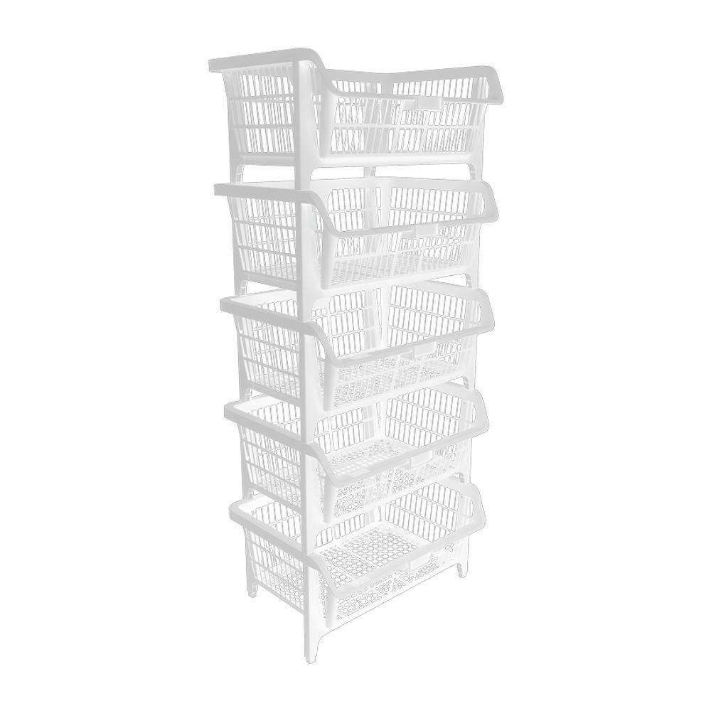 Cesto Expositor Médio Empilhável Branco Presto - 3