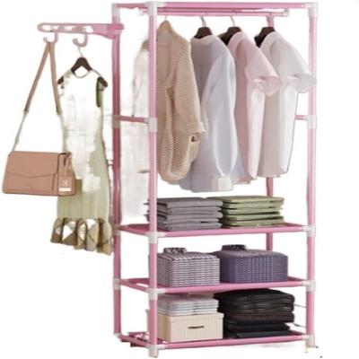 Arara Roupas Guarda Roupa Cabideiro Portatil Sapateira 3 Prateleiras Organizador Multifuncional