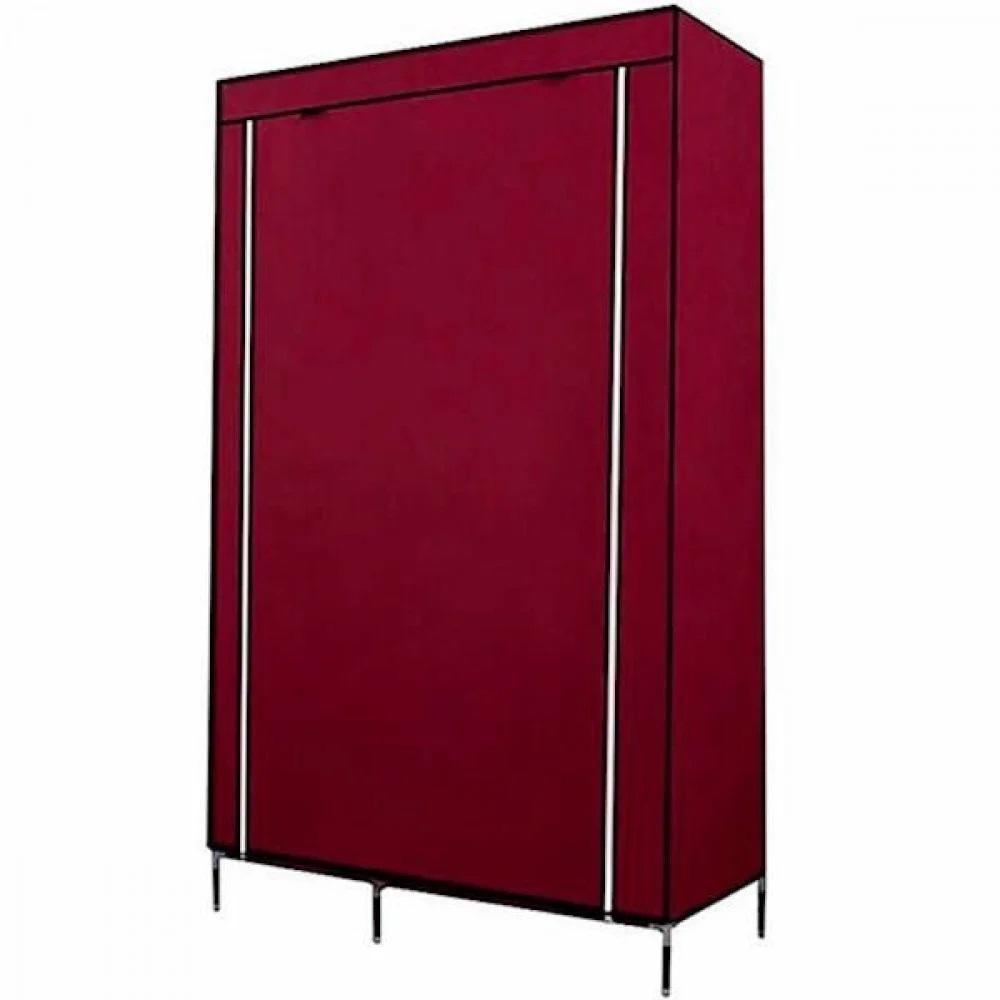 Guarda Roupa Cabideiro Arara Duplo 5 Prateleiras Armario Compacto Organizador Portatil Vermelho - 4