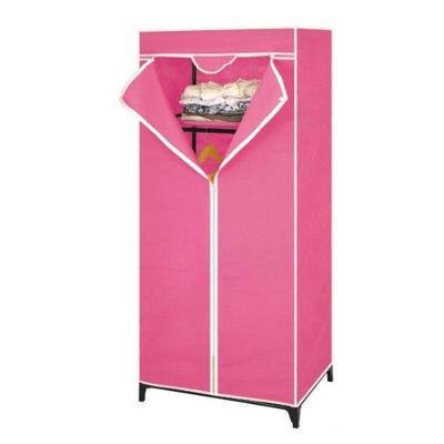 Guarda Roupa Cabideiro Portatil Ziper Arara Organizador Prateleira Multiuso Praia Camping Rosa