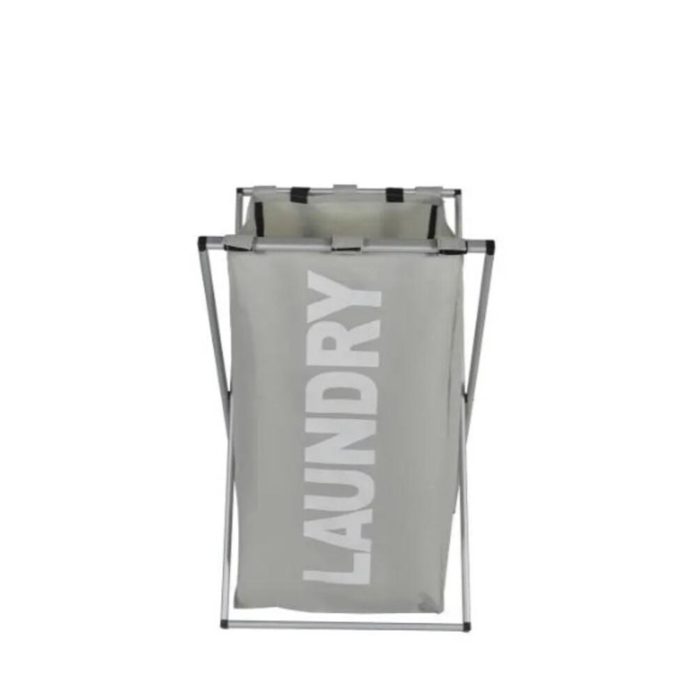 Cesto Roupa Lavanderia Organizador Suja Roupeiro Cromado Dobrável Cinza Multiuso Banheiro - 2