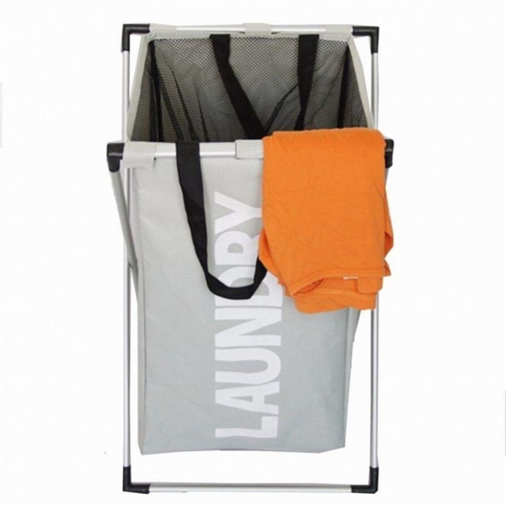 Cesto Roupa Lavanderia Organizador Suja Roupeiro Cromado Dobrável Cinza Multiuso Banheiro - 3