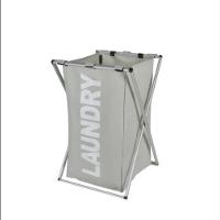 Cesto Roupa Lavanderia Organizador Suja Roupeiro Cromado Dobrável Cinza Multiuso Banheiro - 1