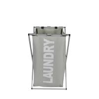 Cesto Roupa Lavanderia Organizador Suja Roupeiro Cromado Dobrável Cinza Multiuso Banheiro - 2