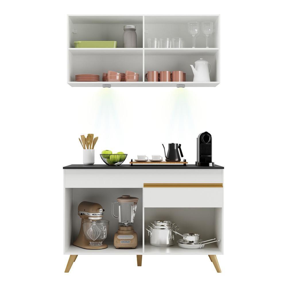 Cozinha Compacta 2 Peças Com Leds Veneza Up Multimóveis Branca - 3