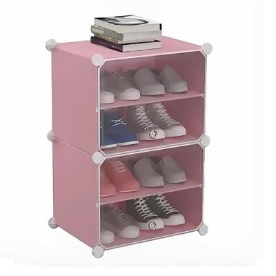 Sapateira Organizador Brinquedos Multifuncional Roupas Desmontavel Armario 4 Prateleiras Rosa