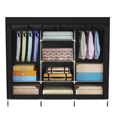 Guarda Roupa Portatil Prateleiras Cabideiro Dobravel Armario Arara Grande Organizador Preto