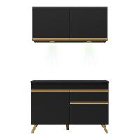 Cozinha Compacta 2 Peças Com Leds Veneza Up Multimóveis Preta - 1