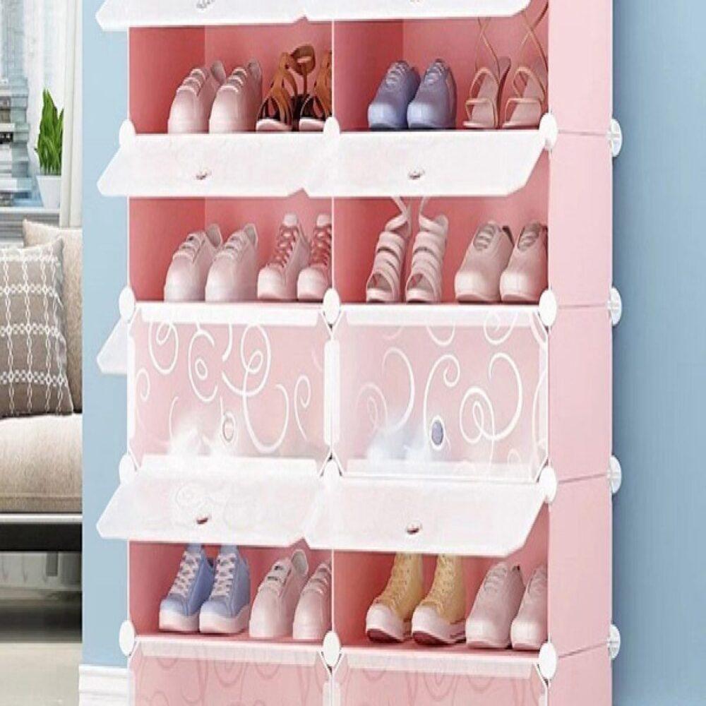 Sapateira Organizador Portas Armario 4 Guarda Roupa Brinquedos Portatil 4 Prateleiras Modular - 4