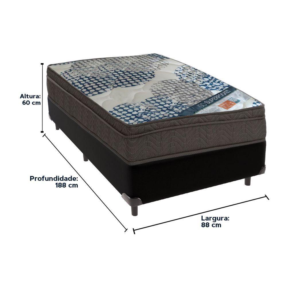 Ortobom Superpocket Solteiro Molas Ensacadas D26 Box Bege Preto - 5