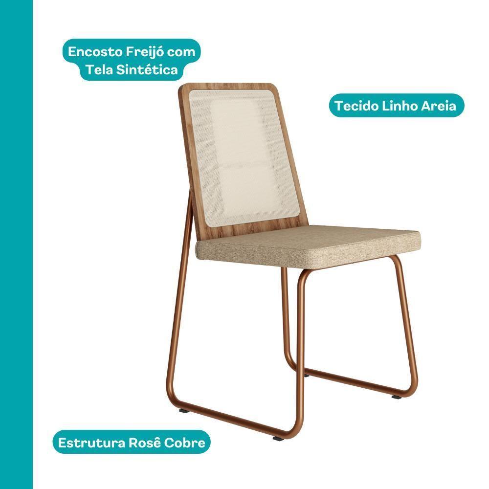 Conjunto Sala De Jantar 4 Cadeiras Domani Rosê Carraro - 6