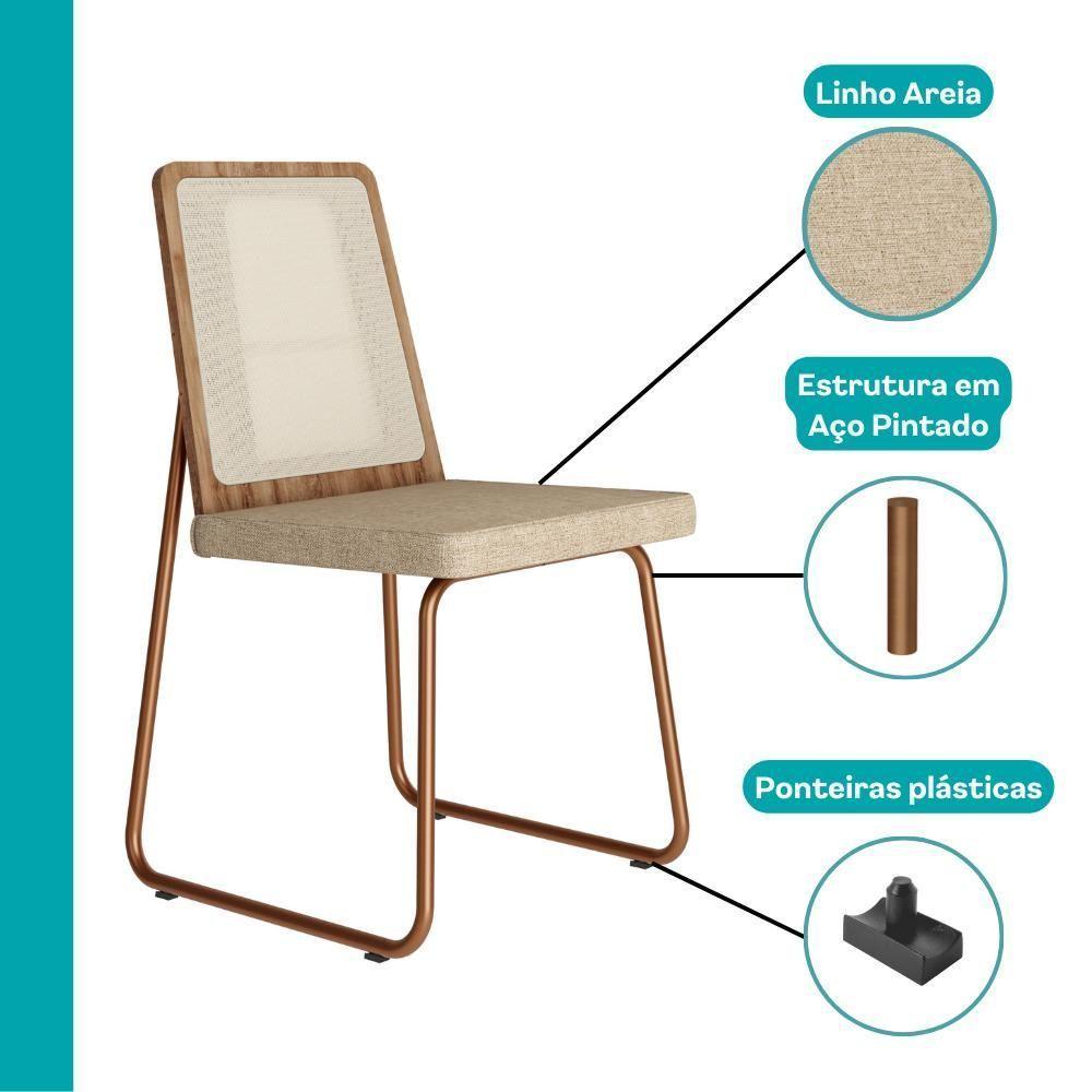 Conjunto Sala De Jantar 4 Cadeiras Domani Rosê Carraro - 7
