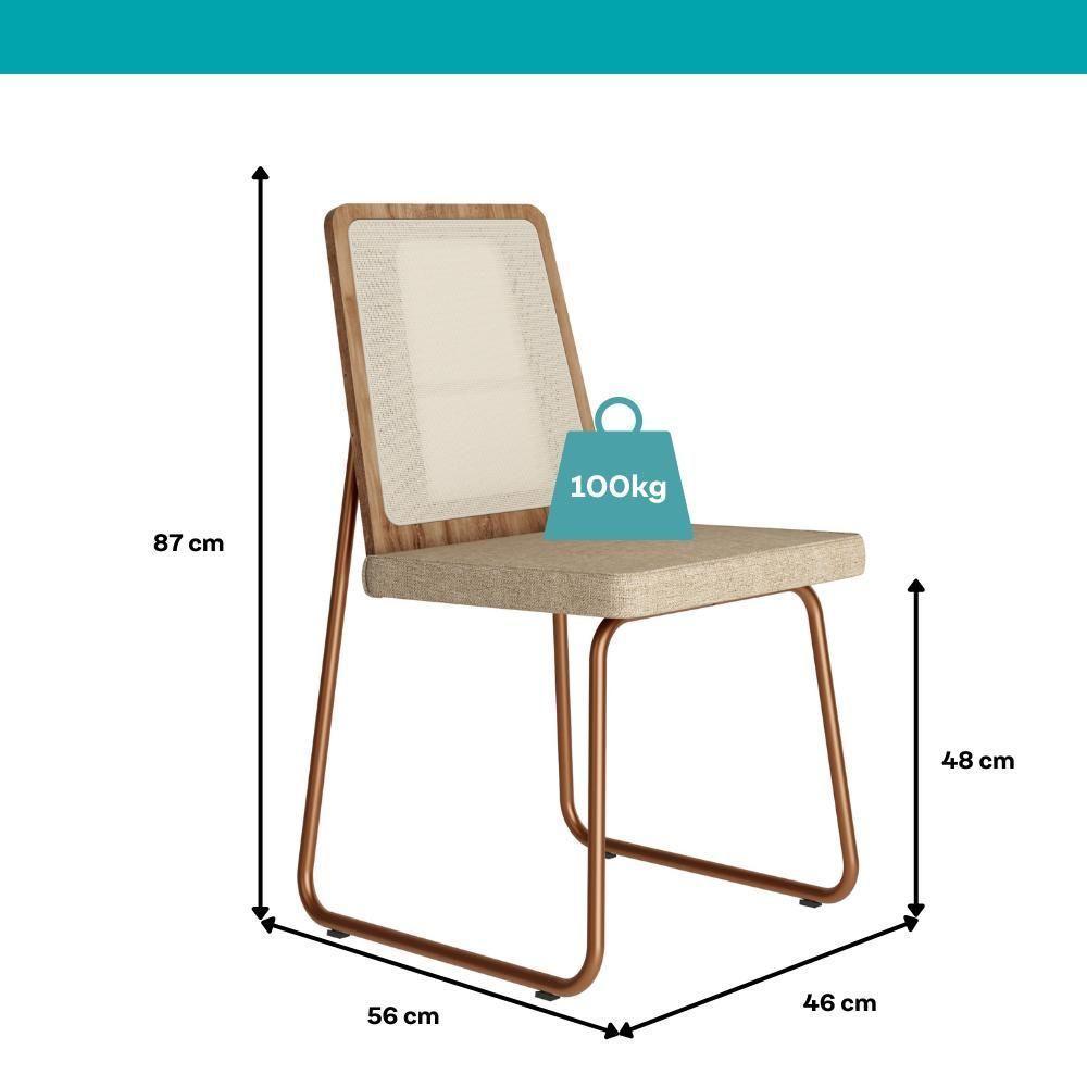 Conjunto Sala De Jantar 4 Cadeiras Domani Rosê Carraro - 8