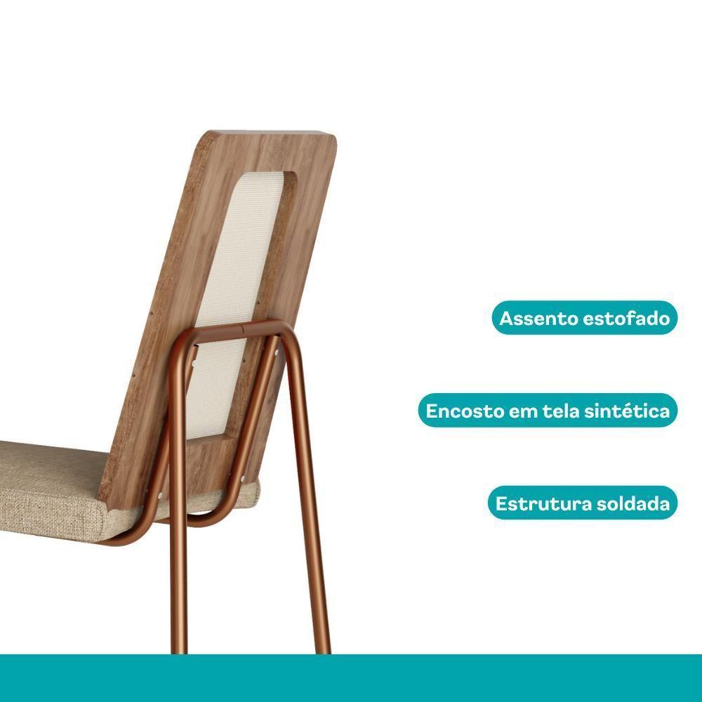 Conjunto Sala De Jantar 4 Cadeiras Domani Rosê Carraro - 9