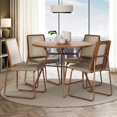 Conjunto Sala De Jantar 4 Cadeiras Domani Rosê Carraro