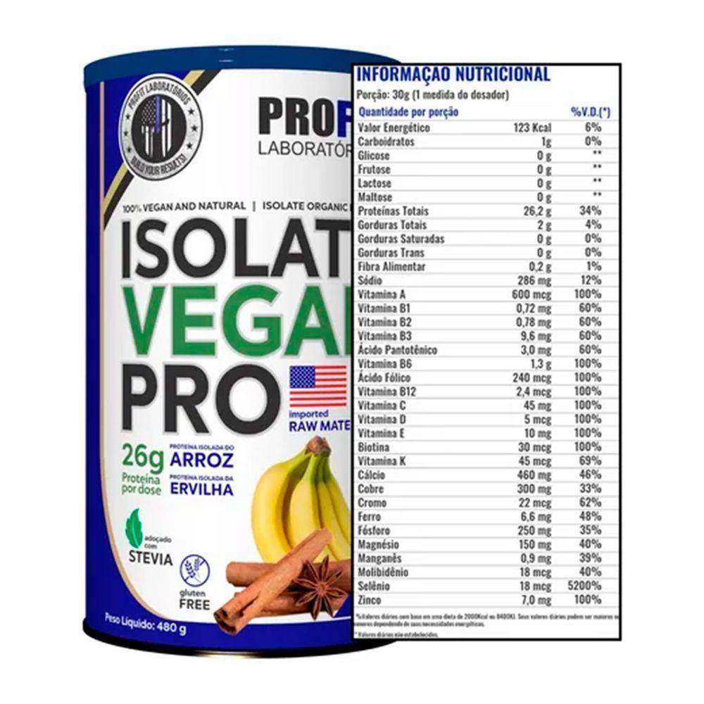 Proteína Isolate Vegan Pro 480g Banana Com Canela Profit - 2