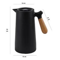 Garrafa Térmica Nórdica Preta Cabo Madeira Servir Café - 3