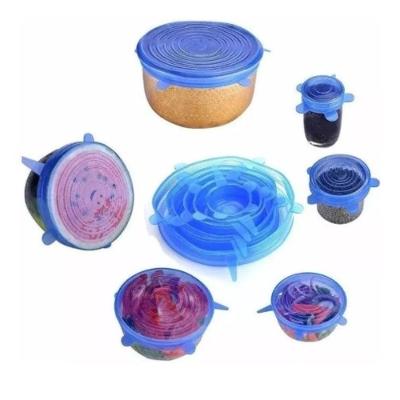 6 Tampas Elásticas De Silicone Para Vários Recipientes