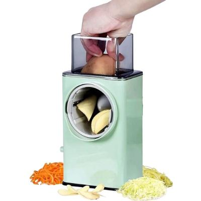 Cortador De Legumes 3 Em 1 Com Lâminas Intercambiáveis E Base Com Ventosa – Ralador, Fatiador E Moedor - Verde