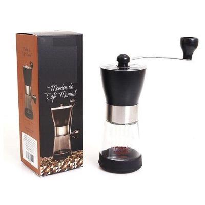 Moedor Cafe Inox Vidro Manual Moinho Graos Mesa Luxo Vintage