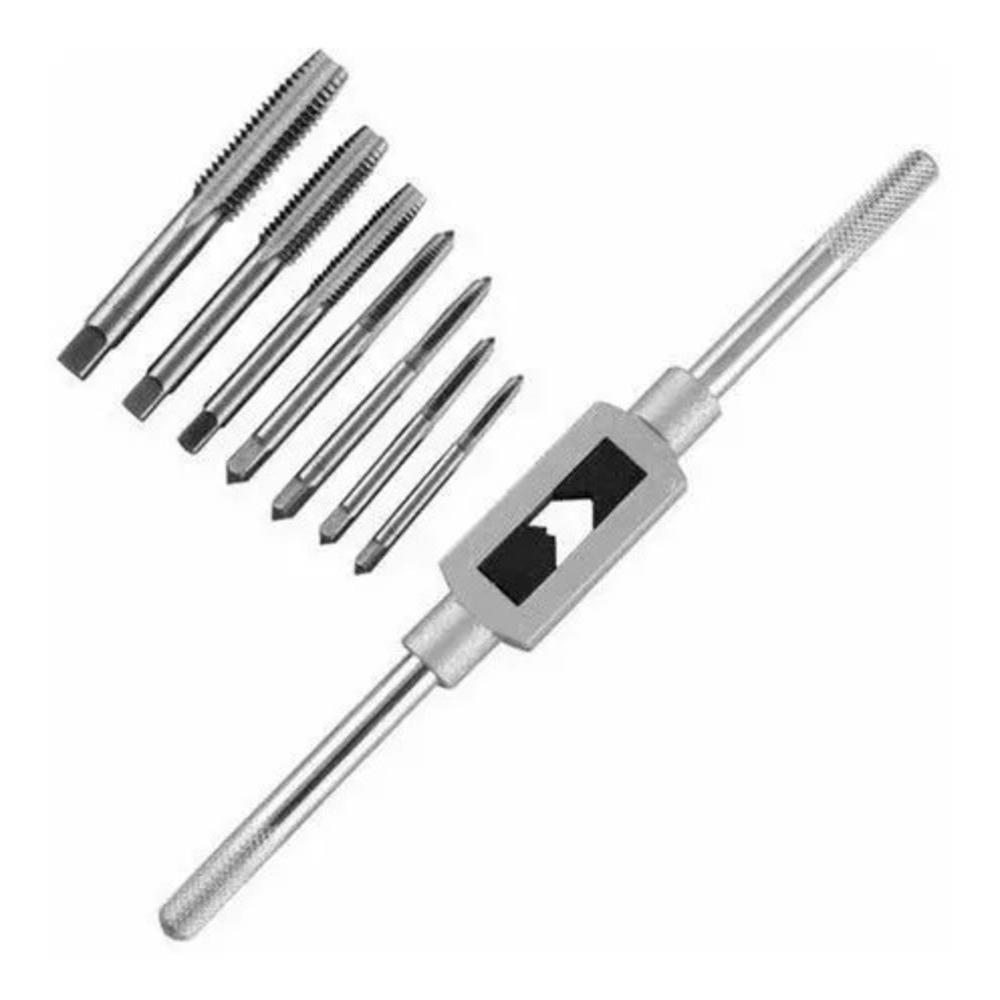 Jogo Tarracha Cossinete Madeira Macho Aluminio Pente Abre Kit Rosca Completo 8 Peças - 1