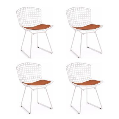 Kit 4 Cadeiras Bertoia Branca Com Assento Cobre