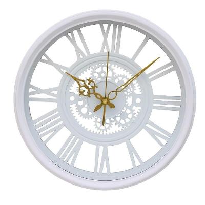 Relogio Parede Rustico Estilo Industrial Madeira Design Vintage Romanos 30cm Decorativo Branco