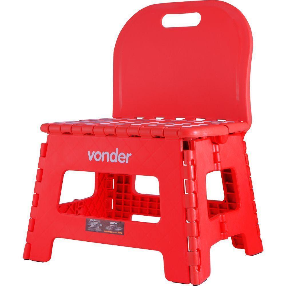Banqueta Plástica Dobrável Vermelha Altura 220mm Vonder - 1