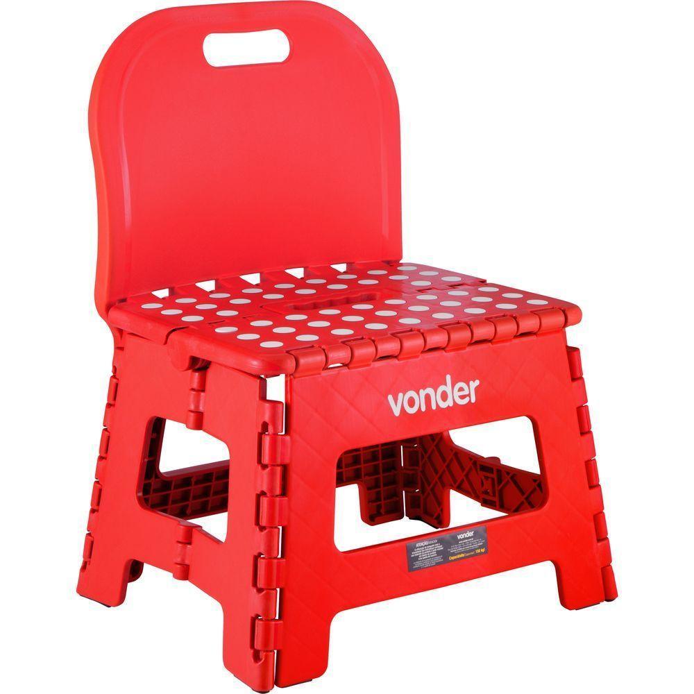 Banqueta Plástica Dobrável Vermelha Altura 220mm Vonder - 2