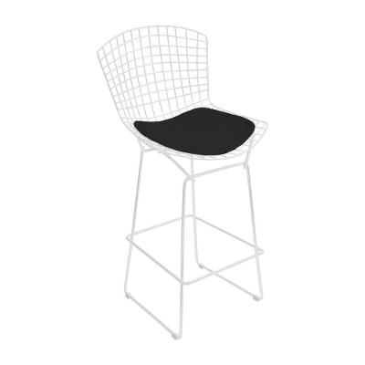 Banqueta Bertoia Branca D80 Assento Preto