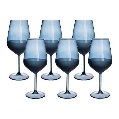 Jogo De Taças Copa E Cia 6 Peças Duo 490ml Em Vidro Azul Navy