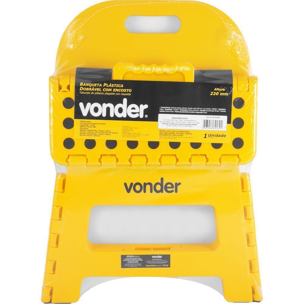 Banqueta Plástica Dobrável Amarela Altura 220mm Vonder - 2